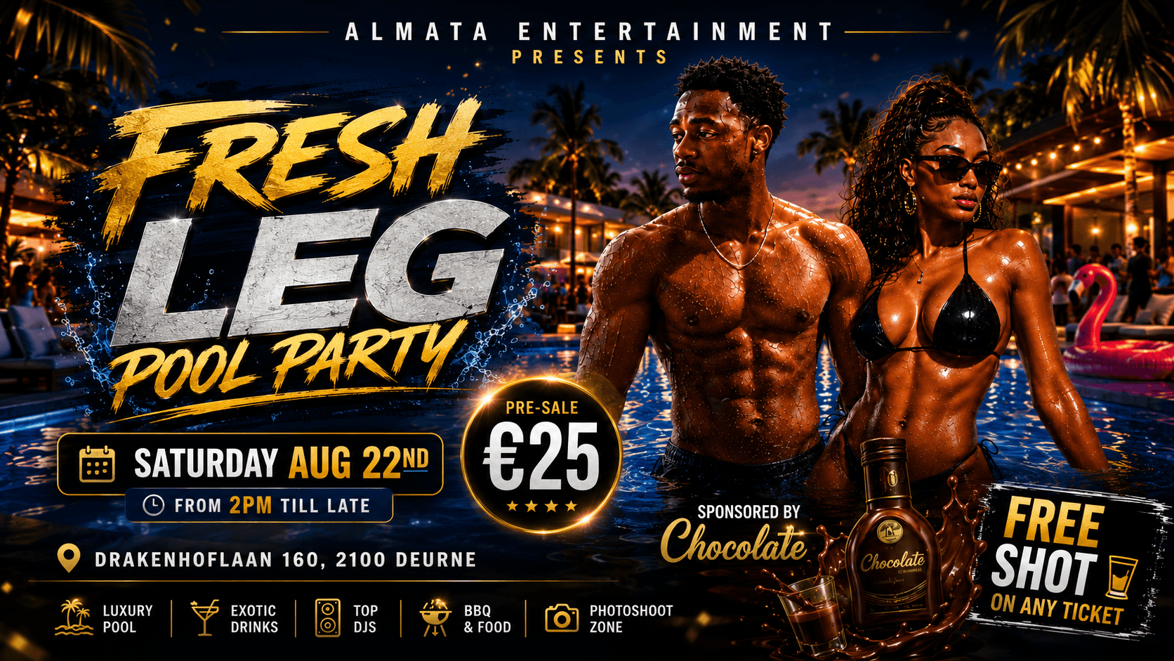 Fresh Leg Pool Party entrance and guest welcome